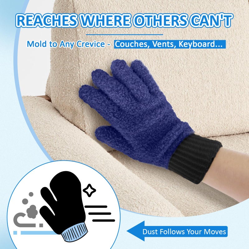 MIG4U Microfiber Dusting Gloves Washable Reusable Cleaning Mittens Gloves Kitchen House Cleaning Car Blinds Multicolor 4 Pairs L/XL - Image 5